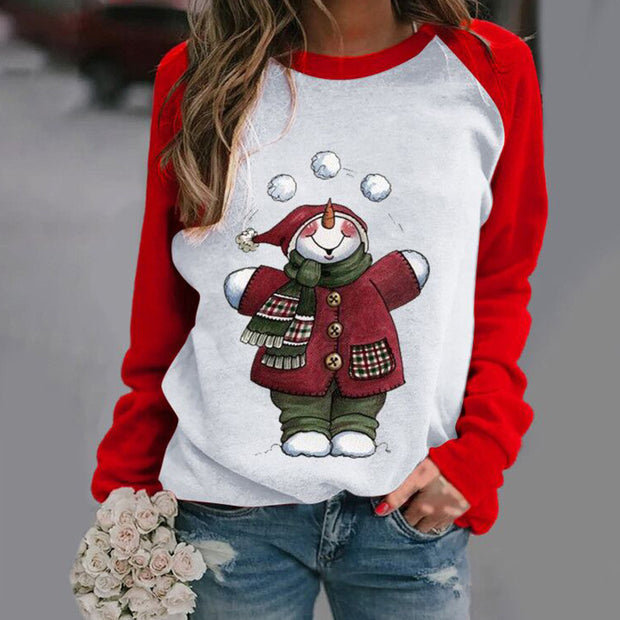 Christmas Top Printed Long Sleeve Women's Clothing