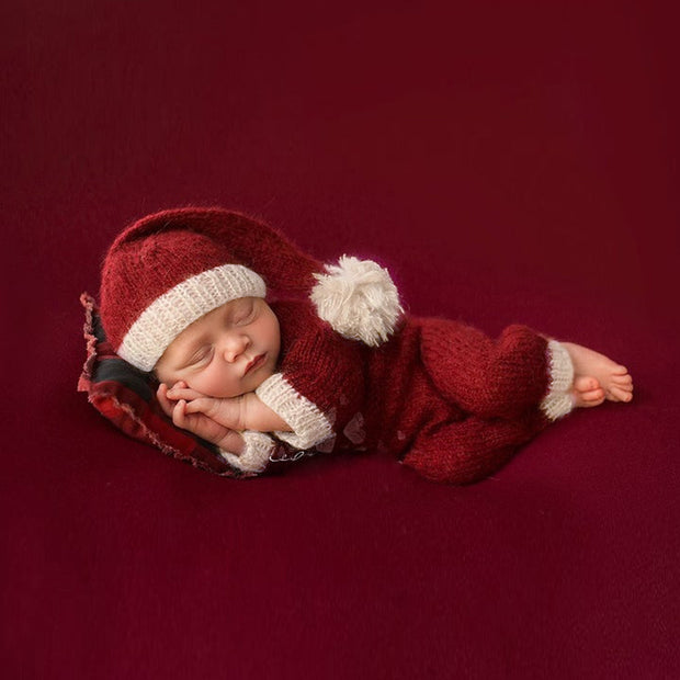 newborn clothing Christmas mohair hat  jumpsuit suit