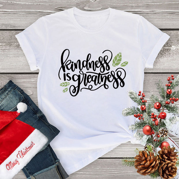 Women's Clothing Fashion Christmas Holiday Party T-shirt Loose Merry Christmas Casual