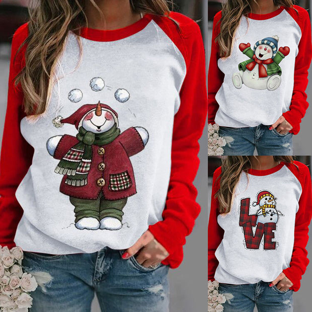 Christmas Top Printed Long Sleeve Women's Clothing