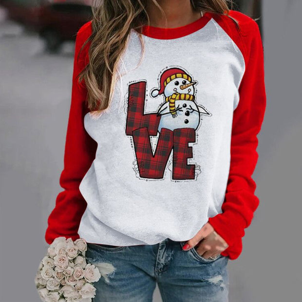 Christmas Top Printed Long Sleeve Women's Clothing