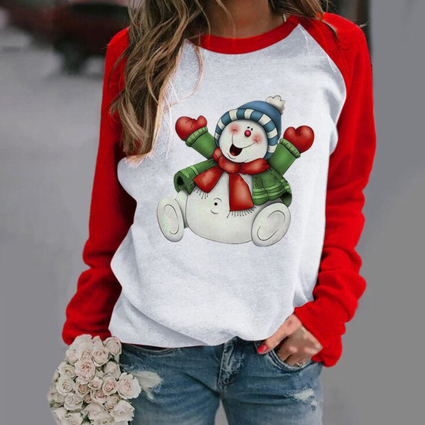 Christmas Top Printed Long Sleeve Women's Clothing